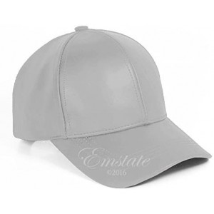 Baseball Caps Genuine Cowhide Leather Adjustable Baseball Cap Made in USA - Light Grey - C812CQ61X5N $28.98