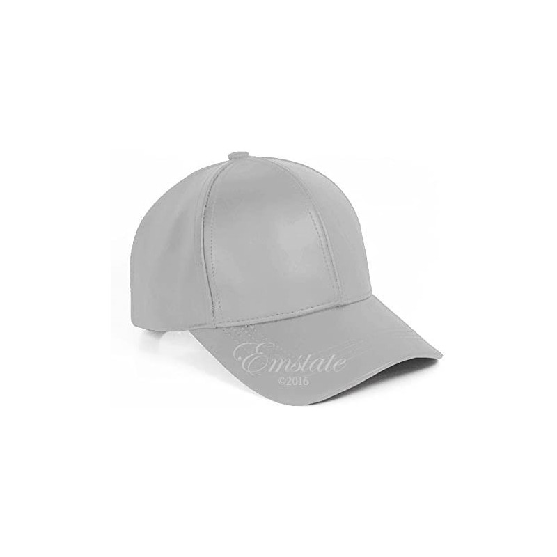 Baseball Caps Genuine Cowhide Leather Adjustable Baseball Cap Made in USA - Light Grey - C812CQ61X5N $28.98