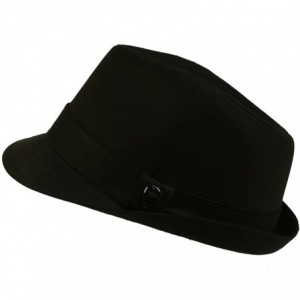 Fedoras Men's 100% Cotton Summer Cool Solid Blank Fedora Derby Trilby Hat - Black - CH11912S6MJ $9.47