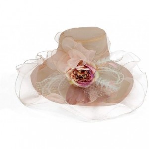 Sun Hats Womens Tea Party Church Derby Flower Organza Hat - 1-lightpink - CN18OWLGLCY $9.89