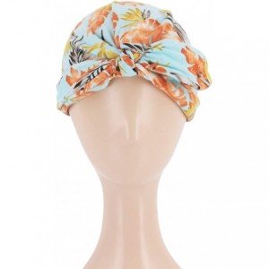 Skullies & Beanies Shiny Flower Turban Shimmer Chemo Cap Hairwrap Headwear Beanie Hair Scarf - Blue2 - CL18A4KMML3 $9.60