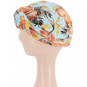 Skullies & Beanies Shiny Flower Turban Shimmer Chemo Cap Hairwrap Headwear Beanie Hair Scarf - Blue2 - CL18A4KMML3 $9.60