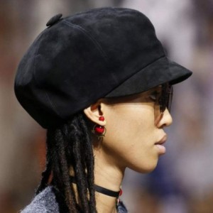 Newsboy Caps Newsboy Cap for Women PU Leather Cabbie Paperboy Visor Painter Hat Cap - Suede-black - CB18XWKDUYL $14.97