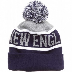 Skullies & Beanies USA Favorite City Cuff Winter Knitted Pom Pom Beanie Hat. - New England-navygrey - C518KMDNA6K $10.13