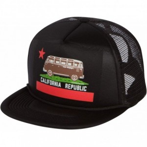 Baseball Caps California Republic Vintage Van Snapback Mesh Truckers Cap - Black One Size Fits Most - CG11LTJBJKX $17.43