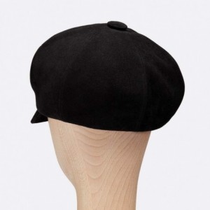 Newsboy Caps Newsboy Cap for Women PU Leather Cabbie Paperboy Visor Painter Hat Cap - Suede-black - CB18XWKDUYL $14.97