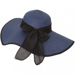 Sun Hats Beach Sun Hat for Women Bow-knot UV UPF 50+Travel Foldable Wide Brim Straw Hat - Navy - CL18QGTRHQM $13.72
