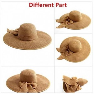 Sun Hats Beach Sun Hat for Women Bow-knot UV UPF 50+Travel Foldable Wide Brim Straw Hat - Navy - CL18QGTRHQM $13.72