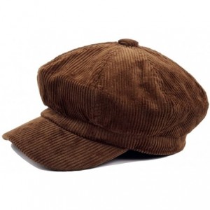 Newsboy Caps Men Women Cotton Corduroy Plain Color Newsboy Cap Gatsby HatFFH373BRN - Brown - CX184R05TGU $27.05