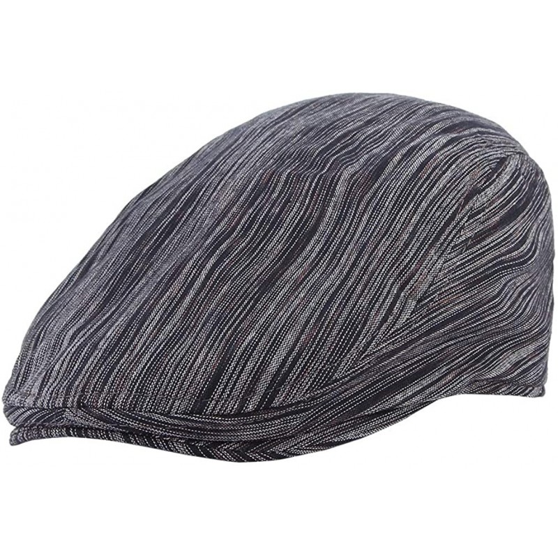 Newsboy Caps Men's Cotton Pinstripes Ivy Cap Gatsby Ascot Cap Adjustable Cabbie Flat Driving Hunting Cap - Black+blue - CD18I...