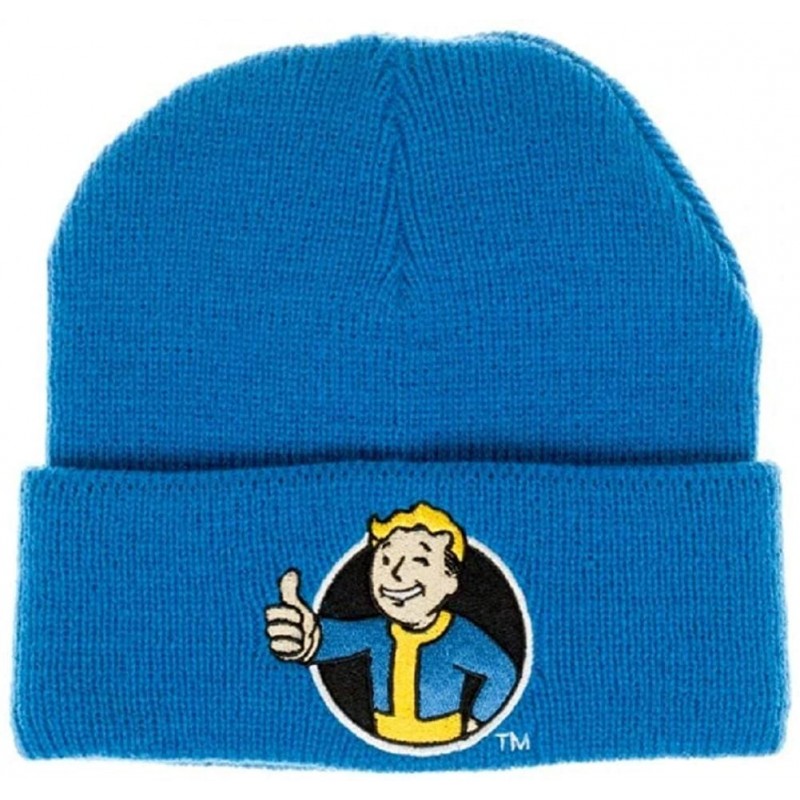 Skullies & Beanies Fallout 76 Vault Boy Knit Hat Beanie Blue - CV18UKWUG38 $11.84