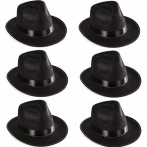 Fedoras Black Fedora Gangster Hat Costume Accessory - Pack of 6 - C4125KO3OTB $40.25