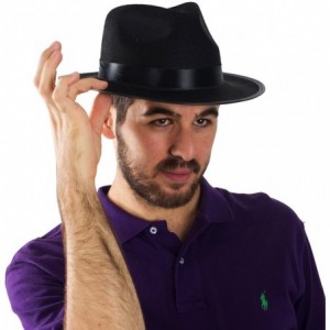 Fedoras Black Fedora Gangster Hat Costume Accessory - Pack of 6 - C4125KO3OTB $22.48
