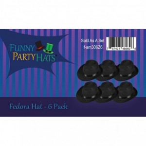 Fedoras Black Fedora Gangster Hat Costume Accessory - Pack of 6 - C4125KO3OTB $22.48