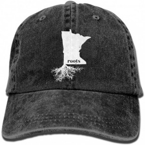 Baseball Caps Unisex Baseball Cap Denim Fabric Hat Minnesota Roots State Map Adjustable Snapback Peak Cap - Black - CG18KS87T...