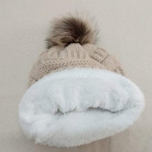 Skullies & Beanies Sale!Women Winter Warm Crochet Knit Faux Fur Pom Pom Beanie Hat Cap hat for women winter fashion - Beige -...