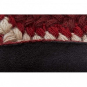 Skullies & Beanies Hand Knit Wool Crochet Fleece Lined Pom Pom Beanie - Red - CG18DRSCYAG $27.43