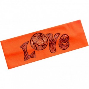 Headbands Love Soccer Rhinestone Cotton Stretch Headband - Neon Orange - C712L12HUQ9 $18.03