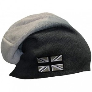 Skullies & Beanies Custom Slouchy Beanie British Flag Black White Embroidery Cotton - Black Grey - C518A58T56L $26.32