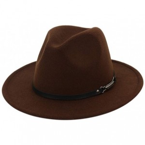 Bucket Hats Wide Brim Vintage Jazz Hat Women Men Belt Buckle Fedora Hat Autumn Winter Casual Elegant Straw Dress Hat - CI18X2...