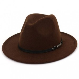 Bucket Hats Wide Brim Vintage Jazz Hat Women Men Belt Buckle Fedora Hat Autumn Winter Casual Elegant Straw Dress Hat - CI18X2...