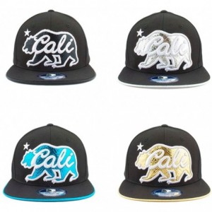 Baseball Caps California Republic Glitter Bear Flat Bill - Black/Silver - CO1291J99ZJ $11.15