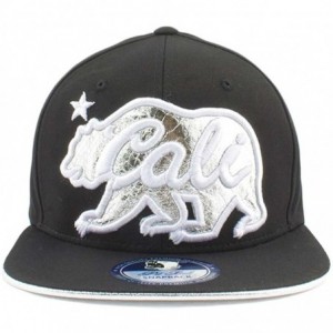 Baseball Caps California Republic Glitter Bear Flat Bill - Black/Silver - CO1291J99ZJ $11.15