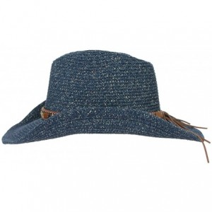 Sun Hats Cowboy Hat Floppy Sun Hat Straw Summer Beach Cap Wide Brim Straw Hats - Navy - CP180IQ43IX $14.84