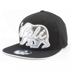 Baseball Caps California Republic Glitter Bear Flat Bill - Black/Silver - CO1291J99ZJ $11.15