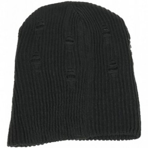 Skullies & Beanies Vintage Frayed Pattern Knit Deep Slouchy Beanie - Blk - C21884GE4NG $15.08