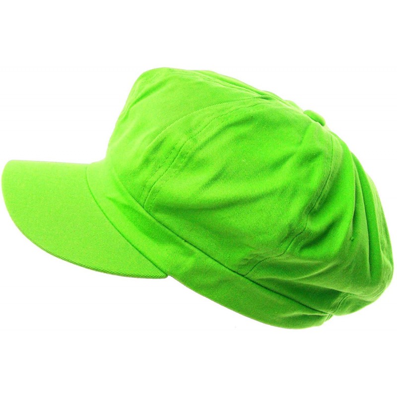 Newsboy Caps Summer 100% Cotton Plain Blank 8 Panel Newsboy Gatsby Apple Cabbie Cap Hat - Lime - C112N820HY0 $12.96