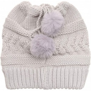 Skullies & Beanies Women's Adjustable Soft Cable Knit Slinky Ponytail Beanie Hat- Convertible to Snood - Lightgrey - CX18K5XY...