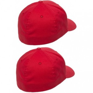 Baseball Caps 2-Pack Premium Original Cotton Twill Fitted Hat w/THP No Sweat Headliner Bundle Pack - Red - CY185G5M74W $30.03