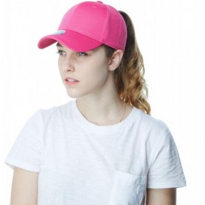Baseball Caps Women High Bun Ponytail Hat Light Weight Stretch Fit Mesh Quick Dry Structured Cap - Hot Pink - C818I6QLMU7 $19.25