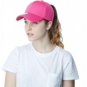 Baseball Caps Women High Bun Ponytail Hat Light Weight Stretch Fit Mesh Quick Dry Structured Cap - Hot Pink - C818I6QLMU7 $12.39