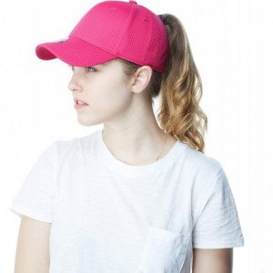 Baseball Caps Women High Bun Ponytail Hat Light Weight Stretch Fit Mesh Quick Dry Structured Cap - Hot Pink - C818I6QLMU7 $12.39