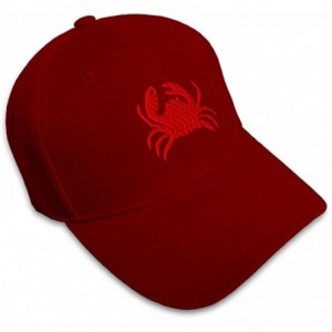 Baseball Caps Custom Baseball Cap Crab Style C Embroidery Acrylic Dad Hats for Men & Women - Burgundy - CK18SE2HWC3 $29.97