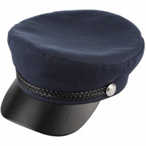 Newsboy Caps Women Classic British Flat Top Fisherman Hat Cotton Breton Fiddler Hat - Navy - CY18IK4KEER $12.07