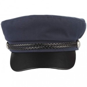 Newsboy Caps Women Classic British Flat Top Fisherman Hat Cotton Breton Fiddler Hat - Navy - CY18IK4KEER $12.07