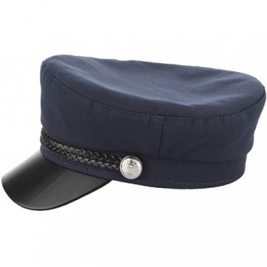 Newsboy Caps Women Classic British Flat Top Fisherman Hat Cotton Breton Fiddler Hat - Navy - CY18IK4KEER $12.07