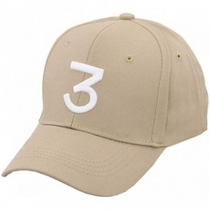 Baseball Caps Chance The Rapper Baseball-Cap Embroidered 3 Dad Hat Hip-Hop - Khaki - CF18R2IT3QY $22.16