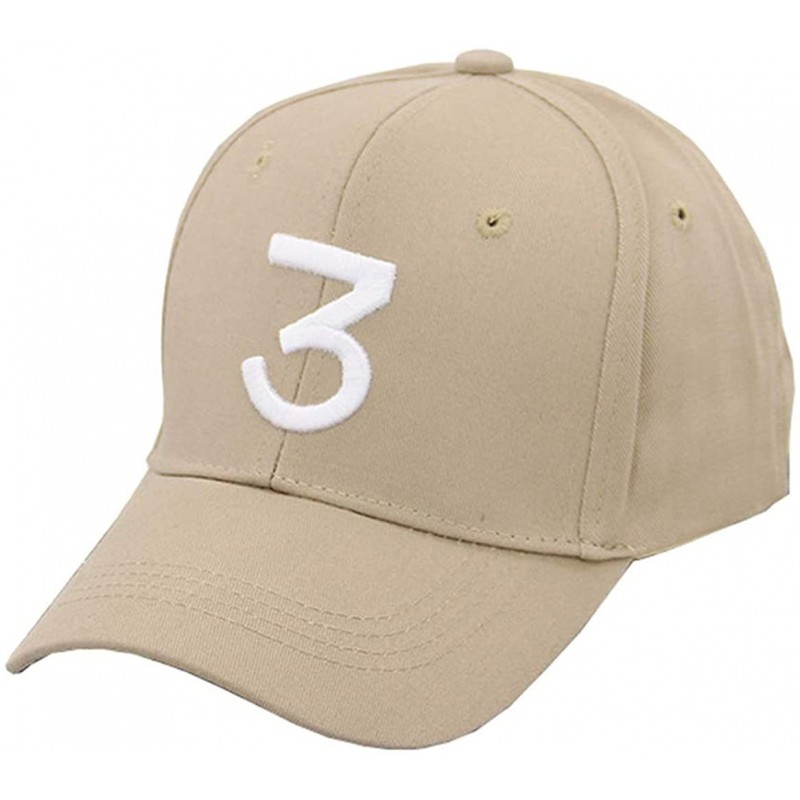 Baseball Caps Chance The Rapper Baseball-Cap Embroidered 3 Dad Hat Hip-Hop - Khaki - CF18R2IT3QY $10.53