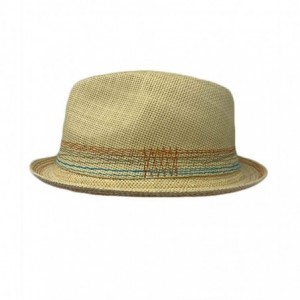 Fedoras Men Women Unisex Cool Summer Straw Upbrim Roll Up Fedora Hat Cap - Tan - C218RM4UODS $16.80