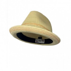 Fedoras Men Women Unisex Cool Summer Straw Upbrim Roll Up Fedora Hat Cap - Tan - C218RM4UODS $16.80