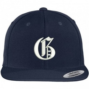 Baseball Caps Old English G Embroidered Flat Bill Snapback Cap - Navy - C112F1DYF7L $18.50