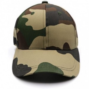 Baseball Caps Ponytail High Buns Ponycaps Baseball Adjustable - Cotton Camouflage Green - CV18GQOZCSK $15.07