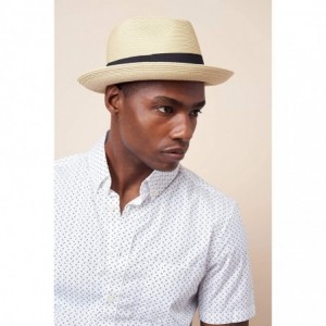 Fedoras Genoa Fedora Bucket Sun Straw Beach Hat Fine Braid UPF50+ Unisex - Beige_bowbk - CF19345K4QK $35.22