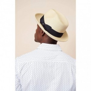 Fedoras Genoa Fedora Bucket Sun Straw Beach Hat Fine Braid UPF50+ Unisex - Beige_bowbk - CF19345K4QK $35.22