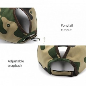 Baseball Caps Ponytail High Buns Ponycaps Baseball Adjustable - Cotton Camouflage Green - CV18GQOZCSK $15.07