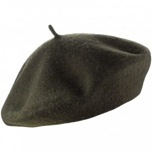 Berets French Style Lightweight Casual Classic Solid Color Wool Beret - Olive - CB187760TKN $12.59
